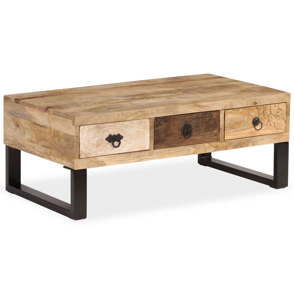 vidaXL Stolik kawowy z 3 szufladami, lite drewno mango, 90x50x35 cm