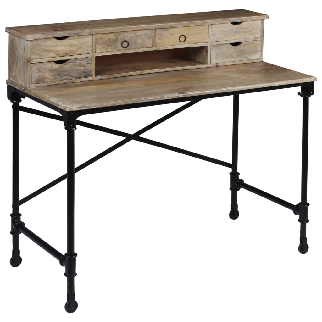 vidaXL Sekretarzyk z litego drewna mango i stali, 110 x 50 x 96 cm