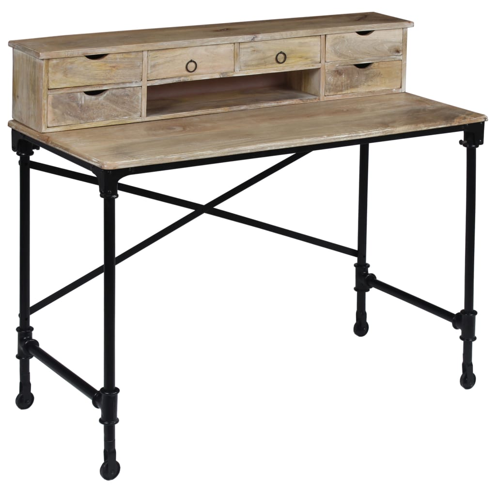 vidaXL Sekretarzyk z litego drewna mango i stali, 110 x 50 x 96 cm