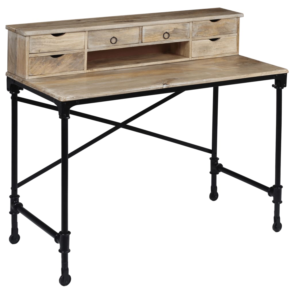 vidaXL Sekretarzyk z litego drewna mango i stali, 110 x 50 x 96 cm