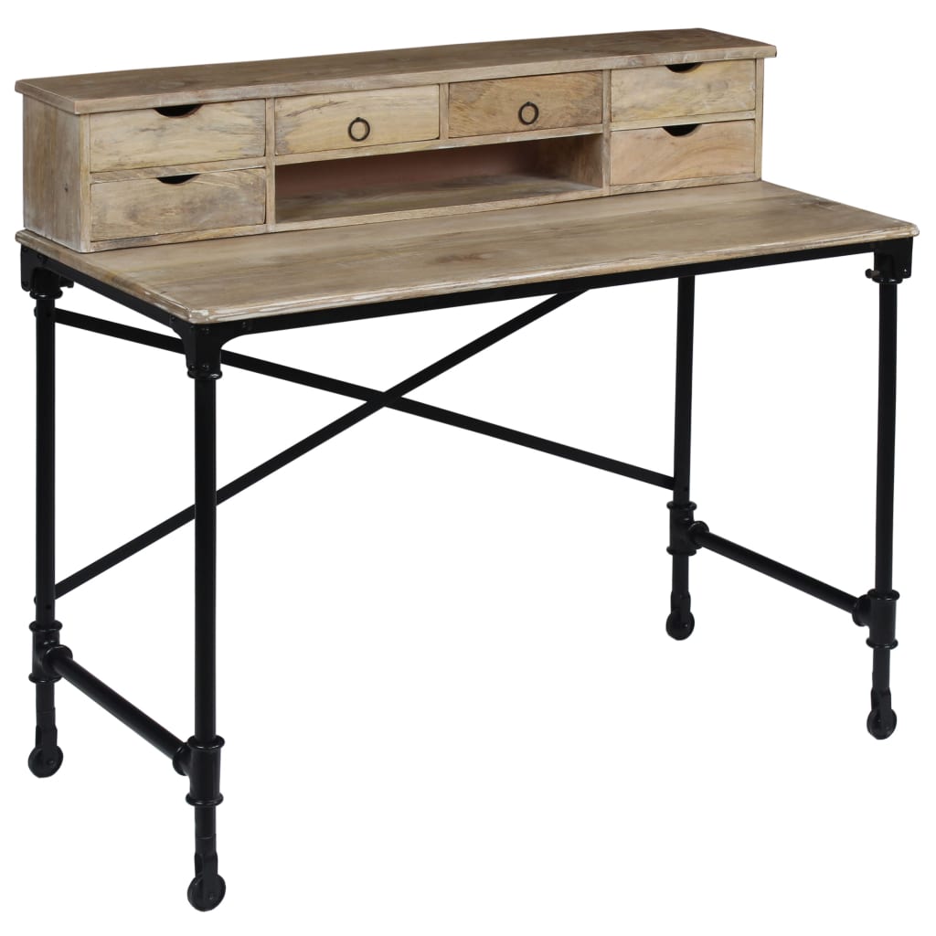 vidaXL Sekretarzyk z litego drewna mango i stali, 110 x 50 x 96 cm
