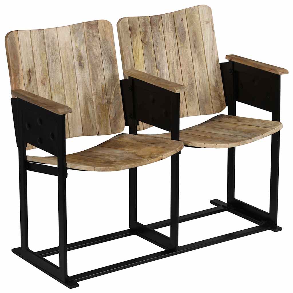 vidaXL Ławka 2-osobowa, lite drewno mango i stali