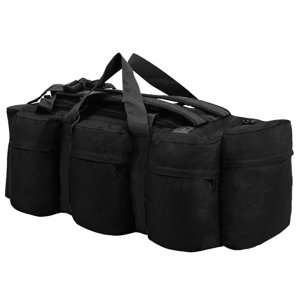 vidaXL Torba wojskowa 3-w-1, worek w stylu militarnym, 45 L, czarna