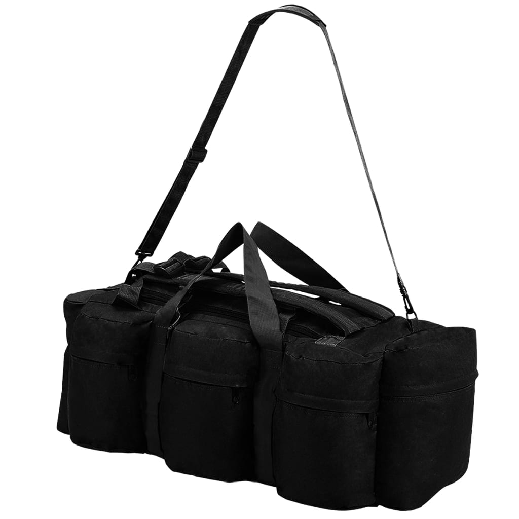 vidaXL Torba wojskowa 3-w-1, worek w stylu militarnym, 45 L, czarna