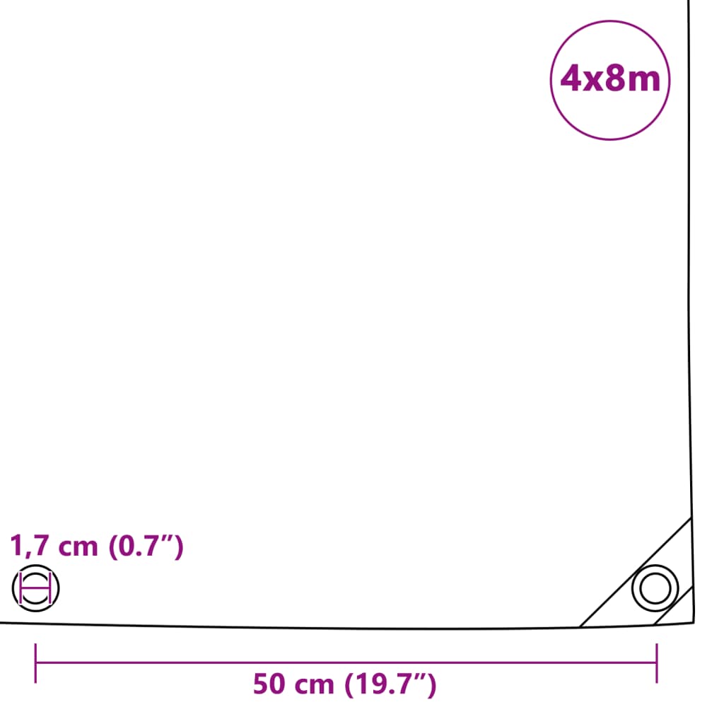 vidaXL Plandeka 650 g/m², 4 x 8 m, szara