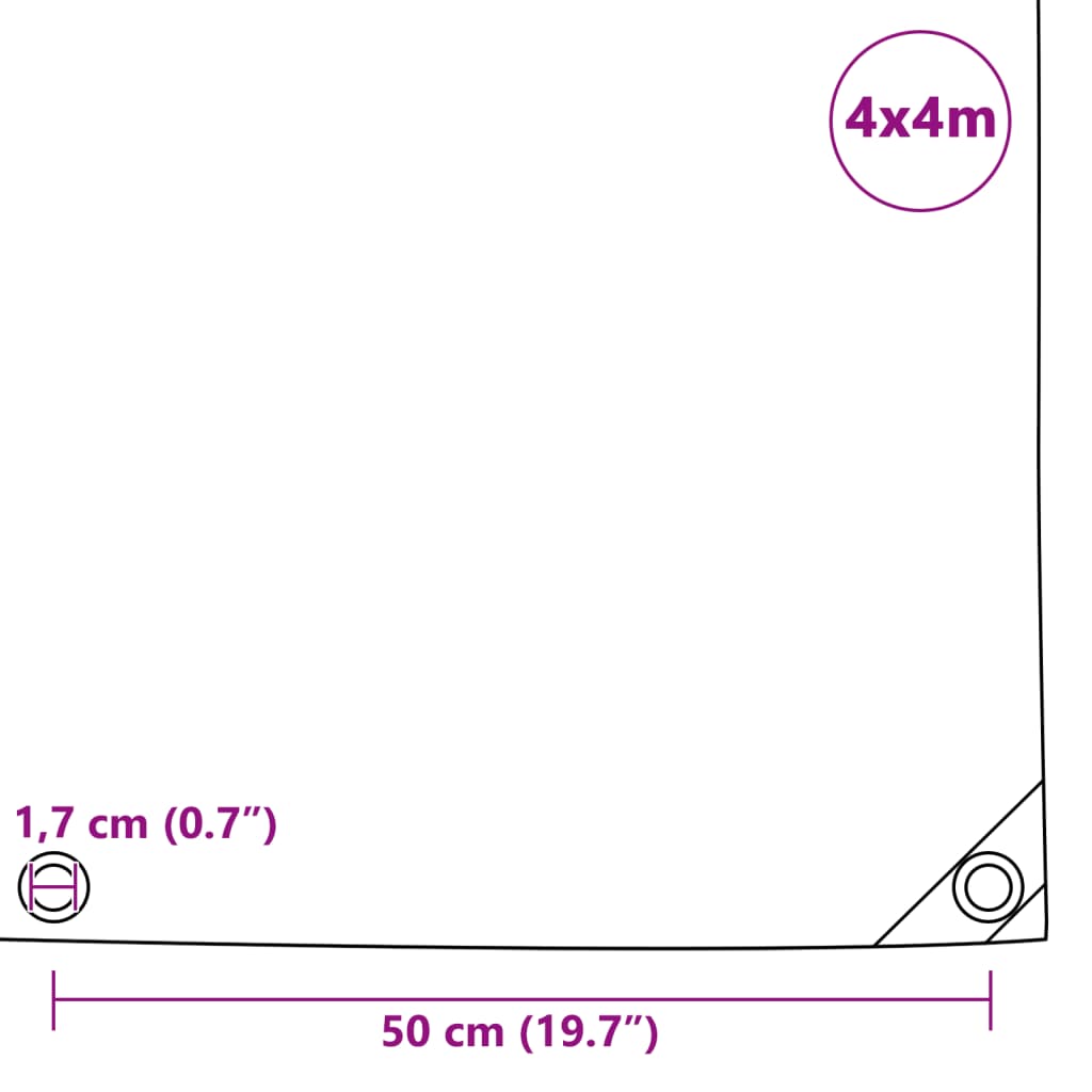 vidaXL Plandeka 650 g/m², 4 x 4 m, zielona