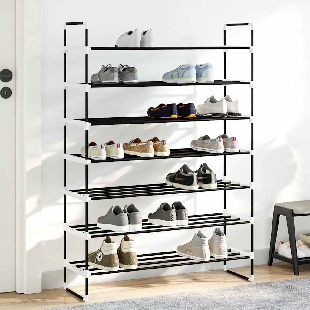 vidaXL Stojak na buty z 7 półkami, metal i plastik, czarny
