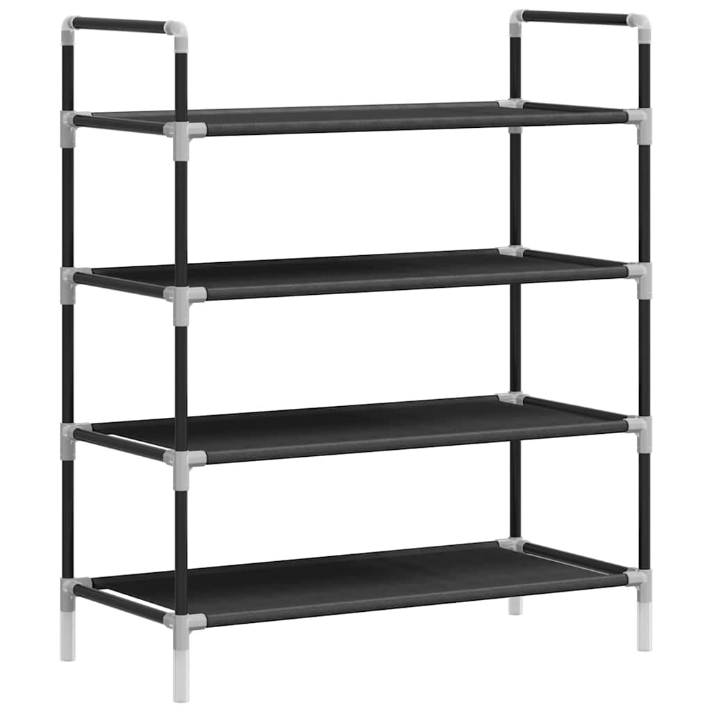 vidaXL Stojak na buty z 4 półkami, metal i włóknina, czarny