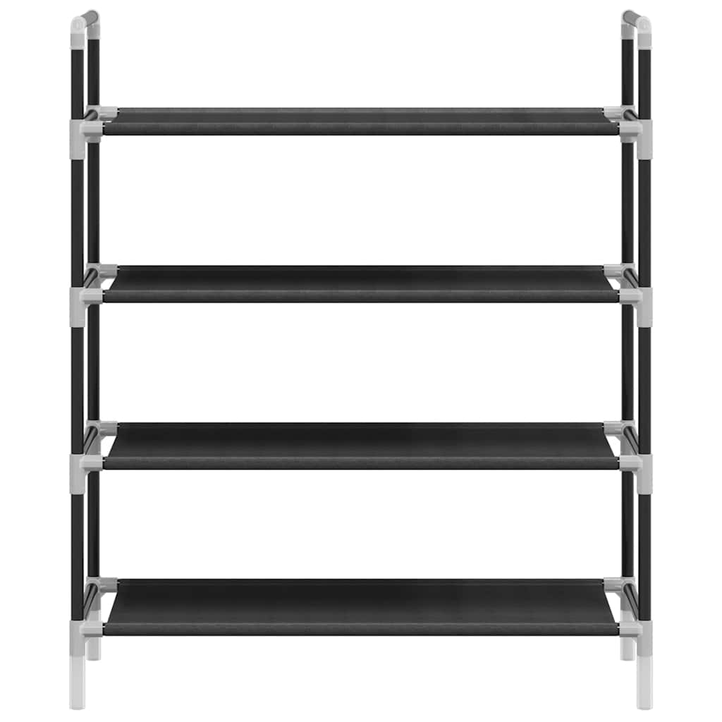 vidaXL Stojak na buty z 4 półkami, metal i włóknina, czarny