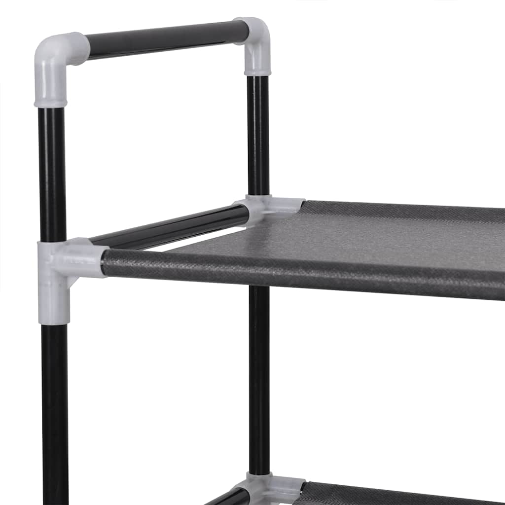 vidaXL Stojak na buty z 4 półkami, metal i włóknina, czarny