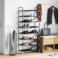vidaXL Stojak na buty z 8 półkami, metal i włóknina, czarny