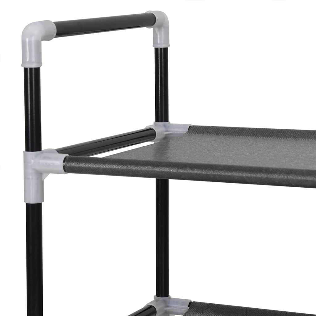 vidaXL Stojak na buty z 10 półkami, metal i włóknina, czarny