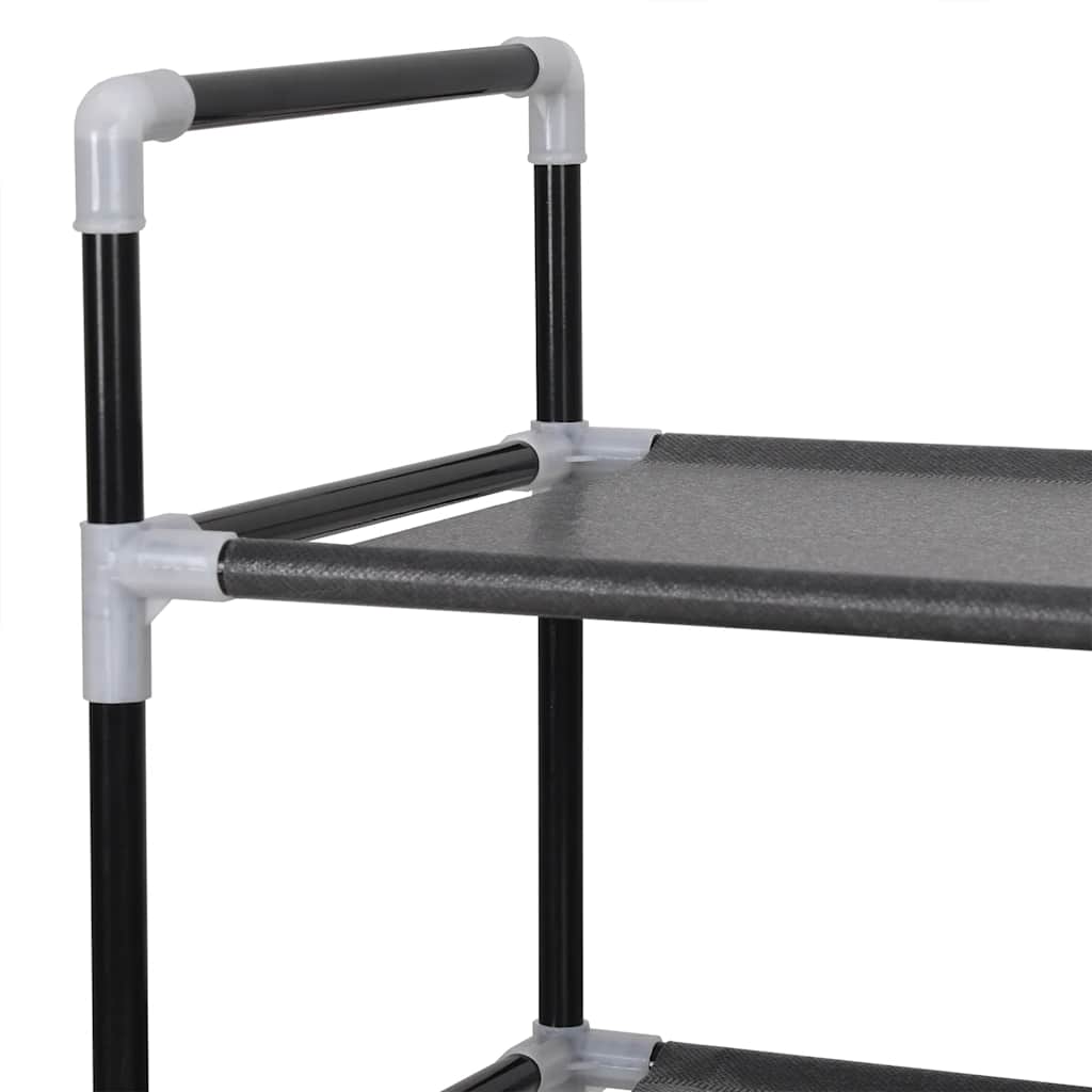vidaXL Stojak na buty z 10 półkami, metal i włóknina, czarny