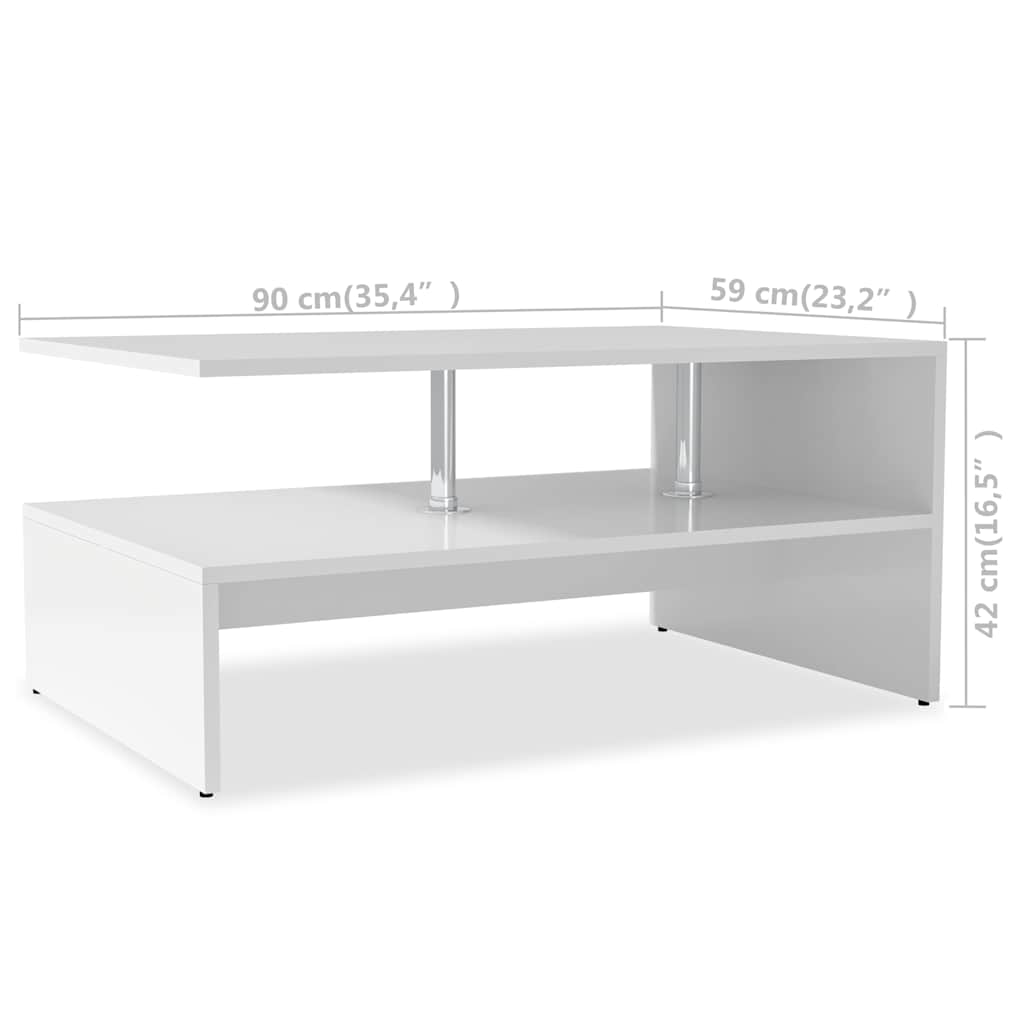 vidaXL Stolik kawowy, 90x59x42 cm, materiał drewnopochodny, biały