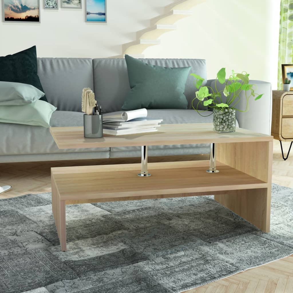 vidaXL Stolik kawowy 90x59x42 cm materiał drewnopochodny, kolor dębowy