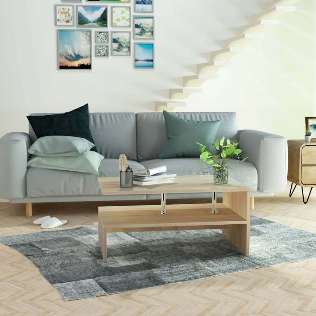 vidaXL Stolik kawowy 90x59x42 cm materiał drewnopochodny, kolor dębowy