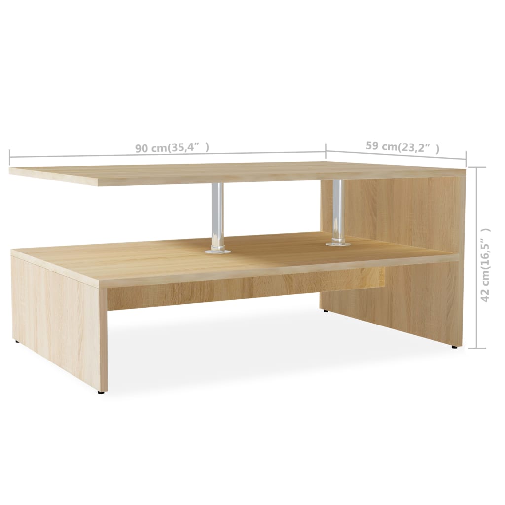 vidaXL Stolik kawowy 90x59x42 cm materiał drewnopochodny, kolor dębowy