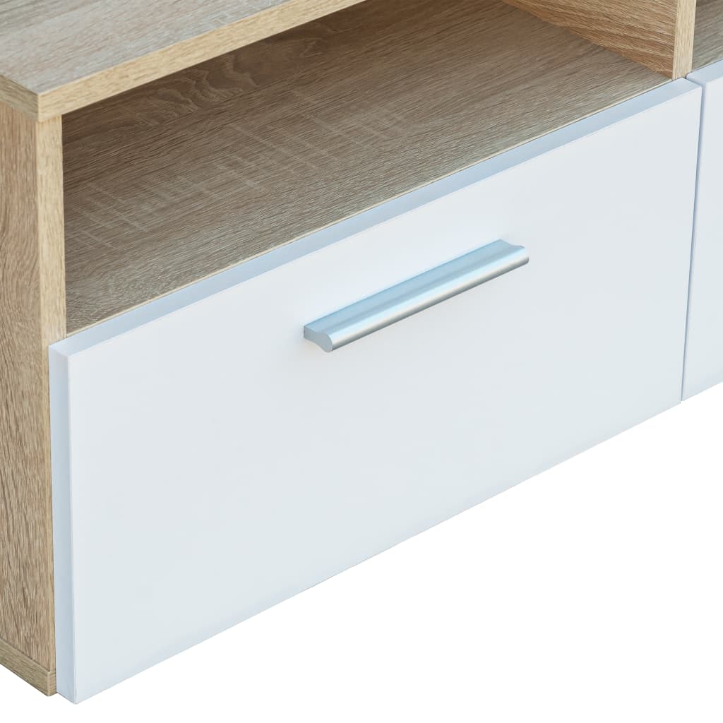 vidaXL Szafka TV, 95x35x36 cm, materiał drewnopochodny, dębowo-biała