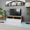 vidaXL Szafka TV, 95x35x36 cm, materiał drewnopochodny, dębowo-biała