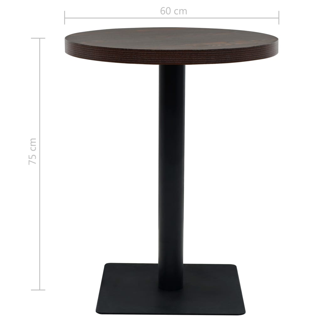 vidaXL Stolik bistro z MDF, stalowa podstawa, 60x75 cm, ciemny jesion