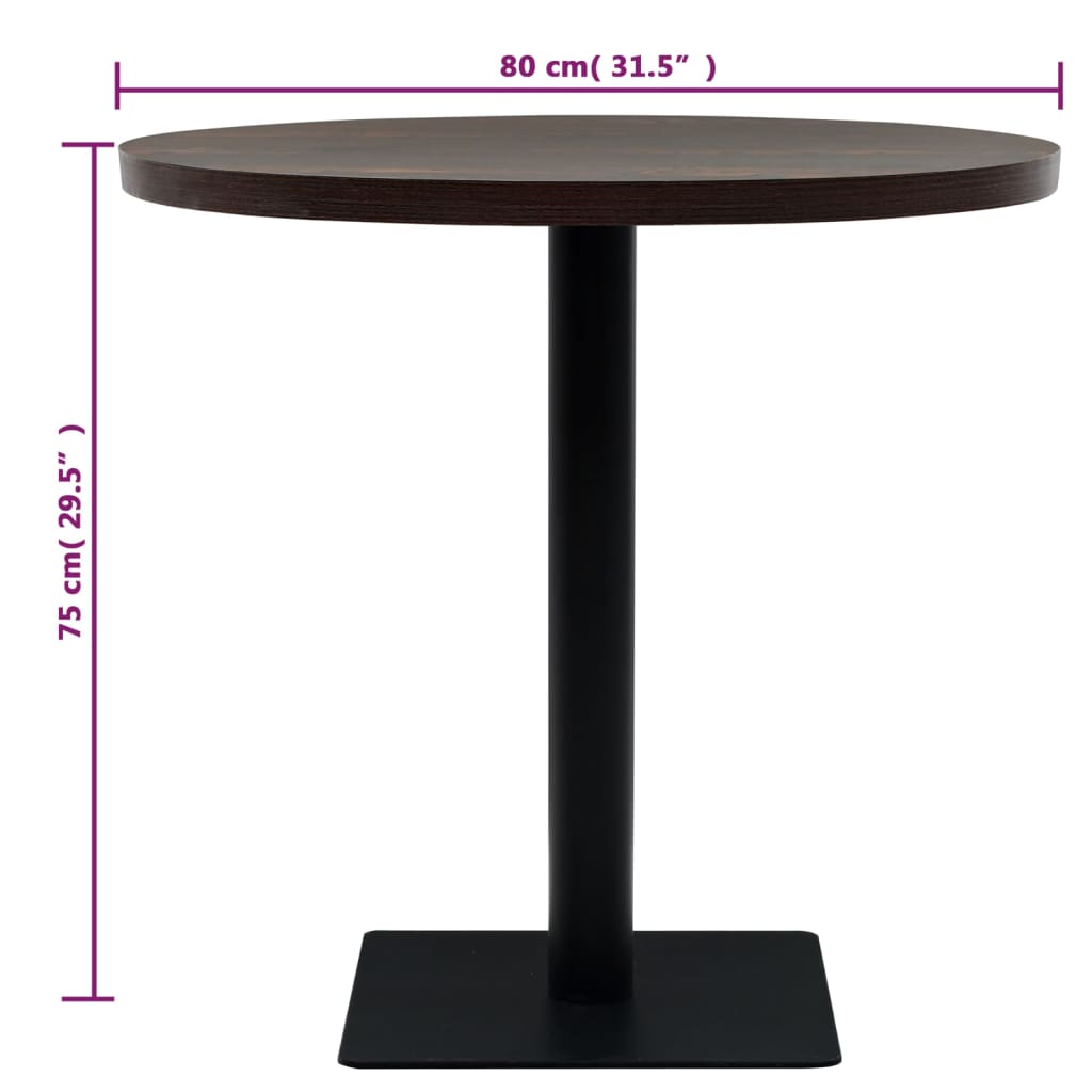 vidaXL Stolik bistro z MDF, stalowa podstawa, 80x75 cm, ciemny jesion