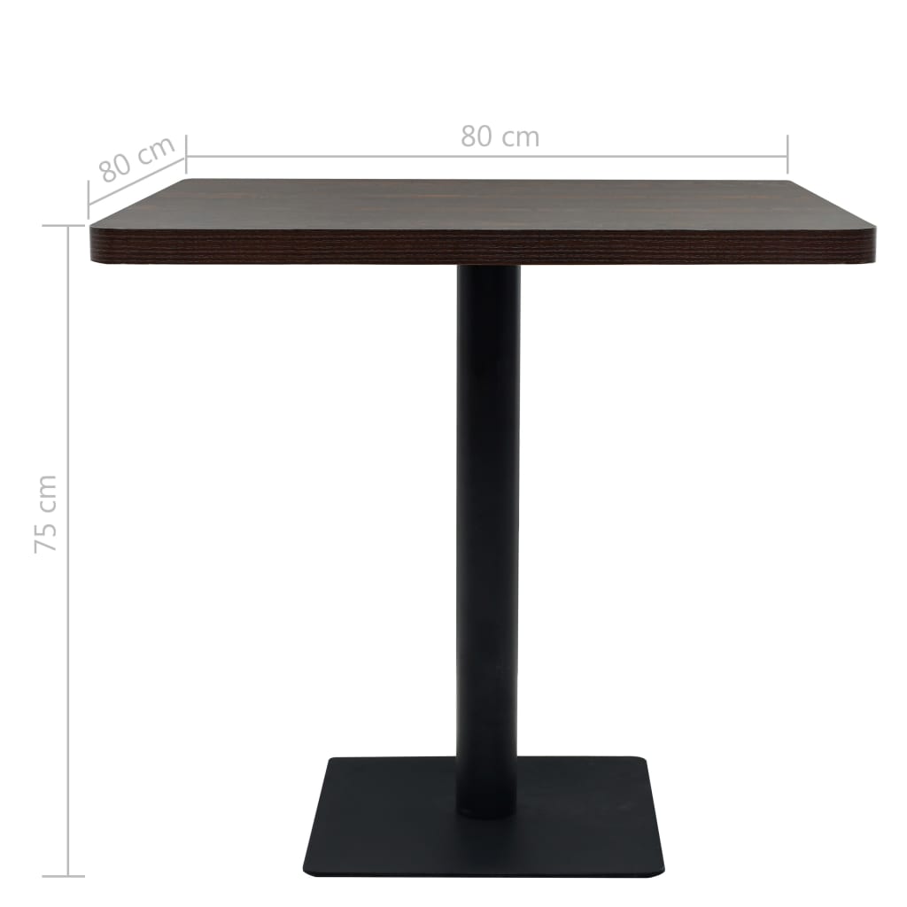 vidaXL Stolik barowy z MDF na stalowej podstawie, 80x80x75 cm, jesion