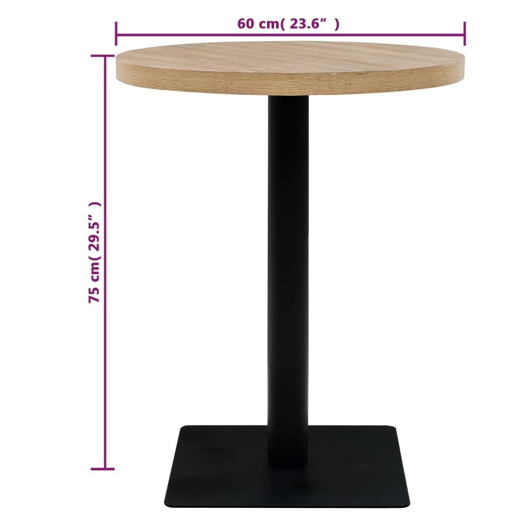 vidaXL Stolik bistro z MDF, stalowa podstawa, 60x75 cm, kolor dębu