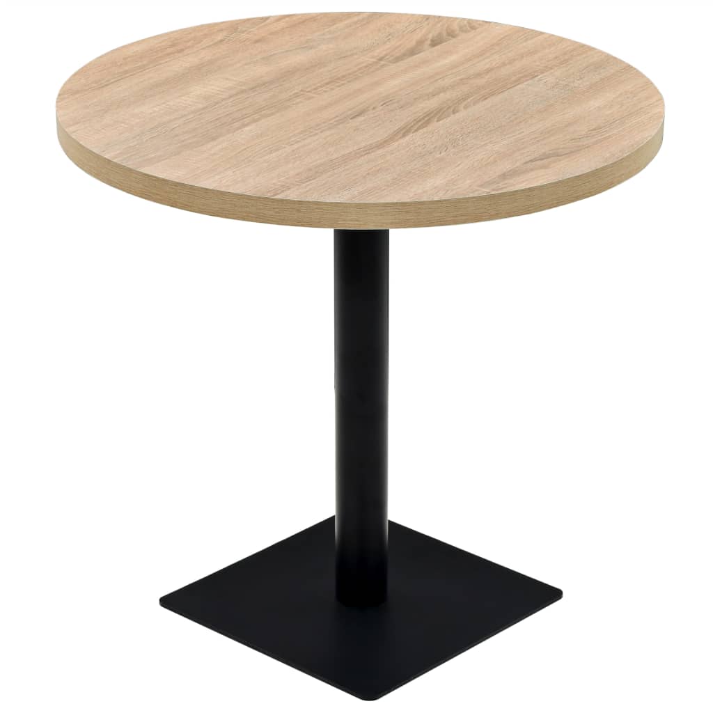 vidaXL Stolik bistro z MDF, stalowa podstawa, 80x75 cm, kolor dębu
