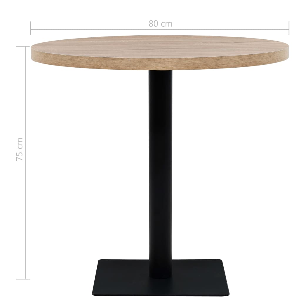 vidaXL Stolik bistro z MDF, stalowa podstawa, 80x75 cm, kolor dębu