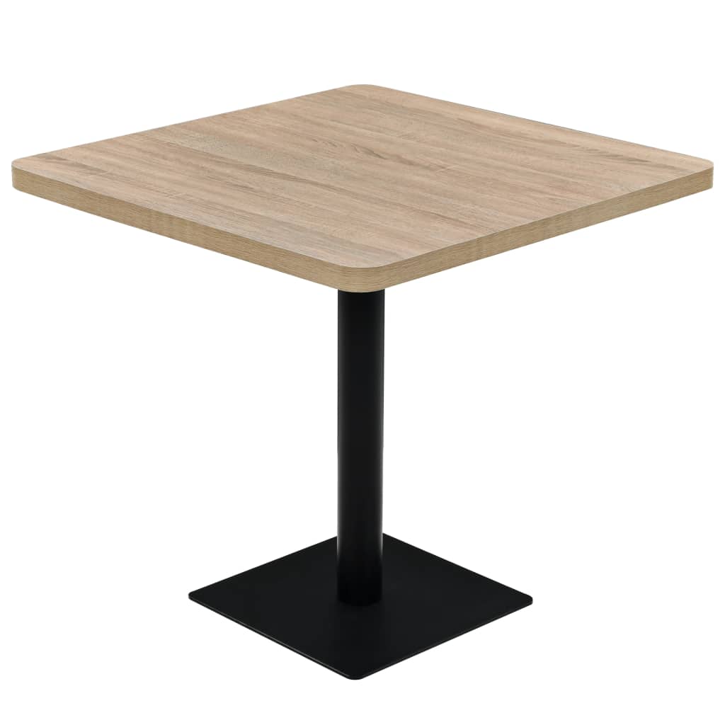 vidaXL Stolik bistro z MDF na stalowej podstawie, 80x80x75 cm, dębowy