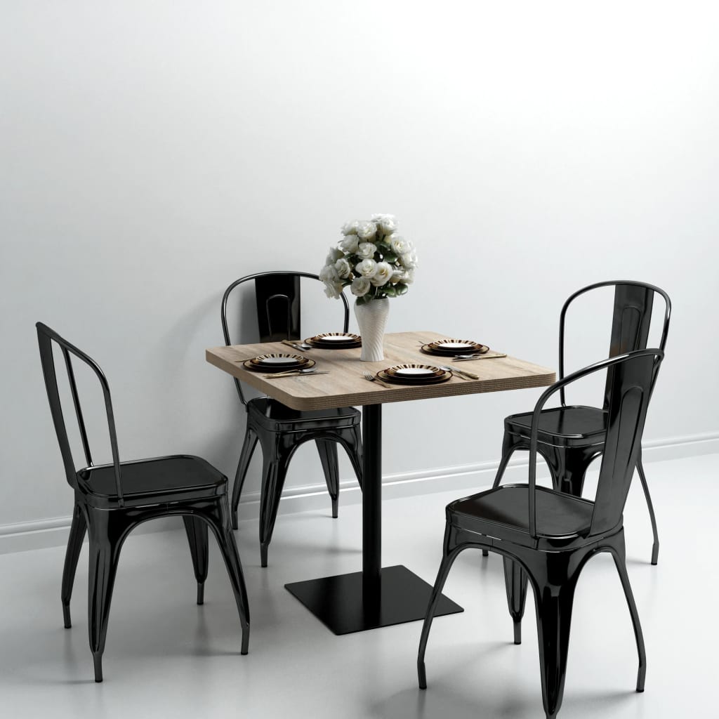 vidaXL Stolik bistro z MDF na stalowej podstawie, 80x80x75 cm, dębowy