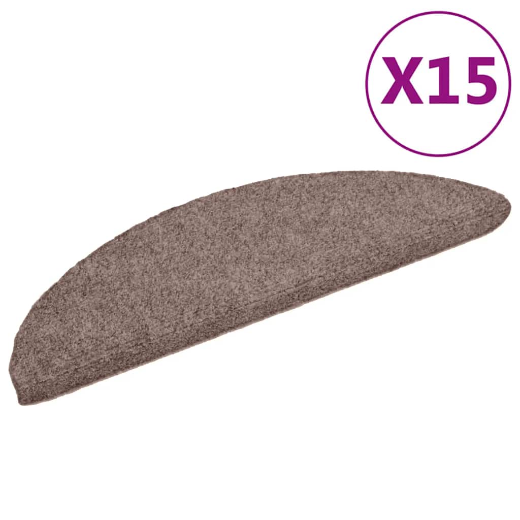 vidaXL Maty na schody samoprzylepne 15 szt. 56x17x3 cm jasnobrązowe półokrągłe