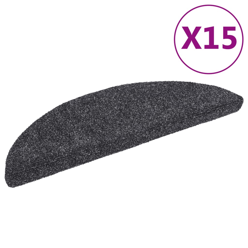 vidaXL Maty na schody samoprzylepne 15 szt. 56x17x3 cm Ciemnoszary półokrągły