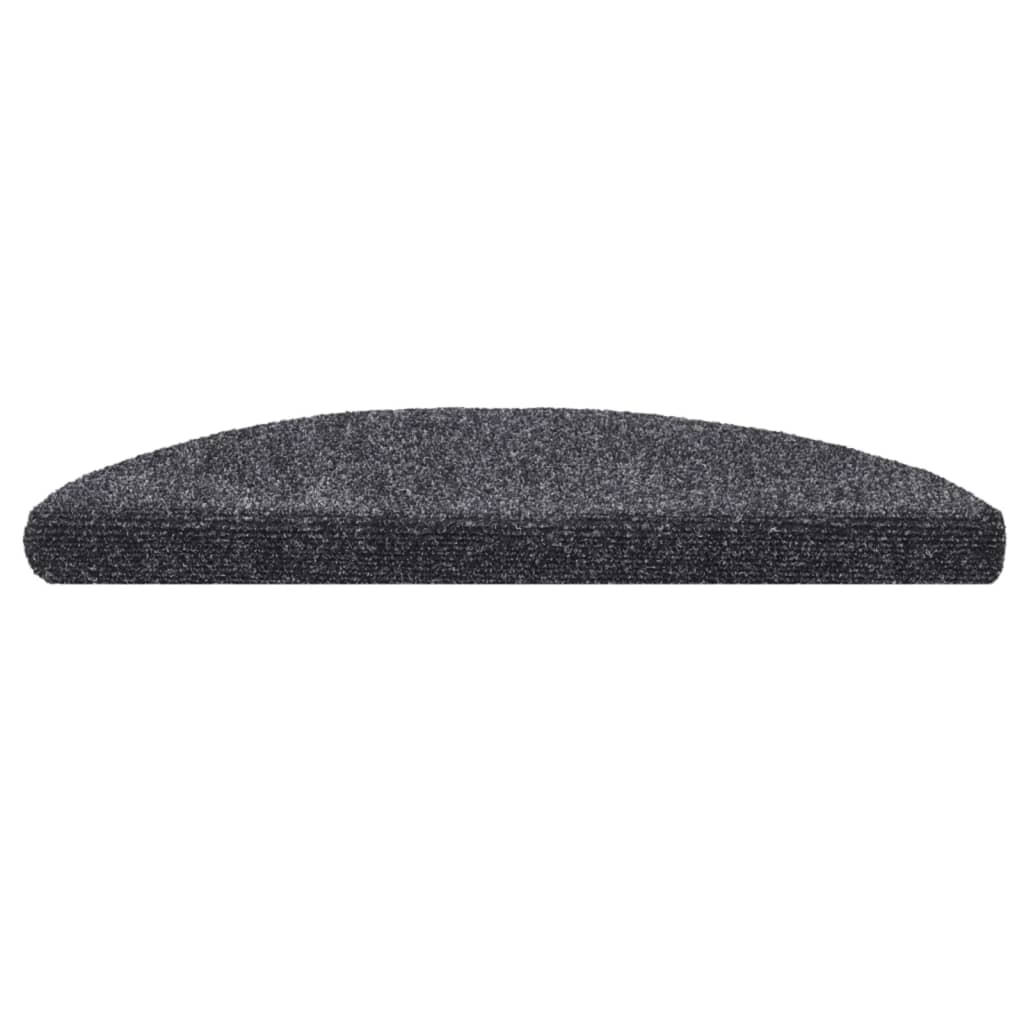 vidaXL Maty na schody samoprzylepne 15 szt. 56x17x3 cm Ciemnoszary półokrągły