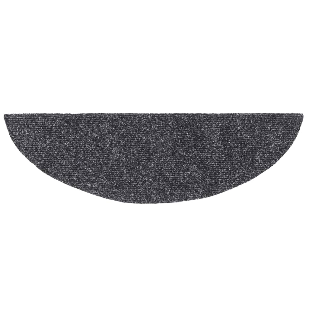 vidaXL Maty na schody samoprzylepne 15 szt. 56x17x3 cm Ciemnoszary półokrągły
