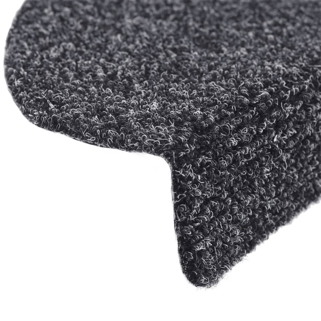 vidaXL Maty na schody samoprzylepne 15 szt. 56x17x3 cm Ciemnoszary półokrągły