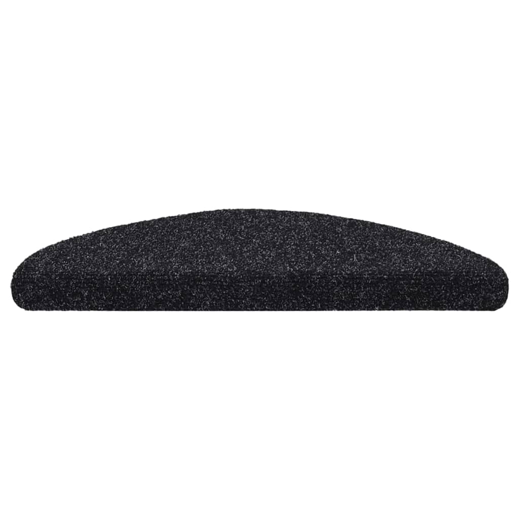 vidaXL Maty na schody samoprzylepne 15 szt. 56x17x3 cm czarne półokrągłe