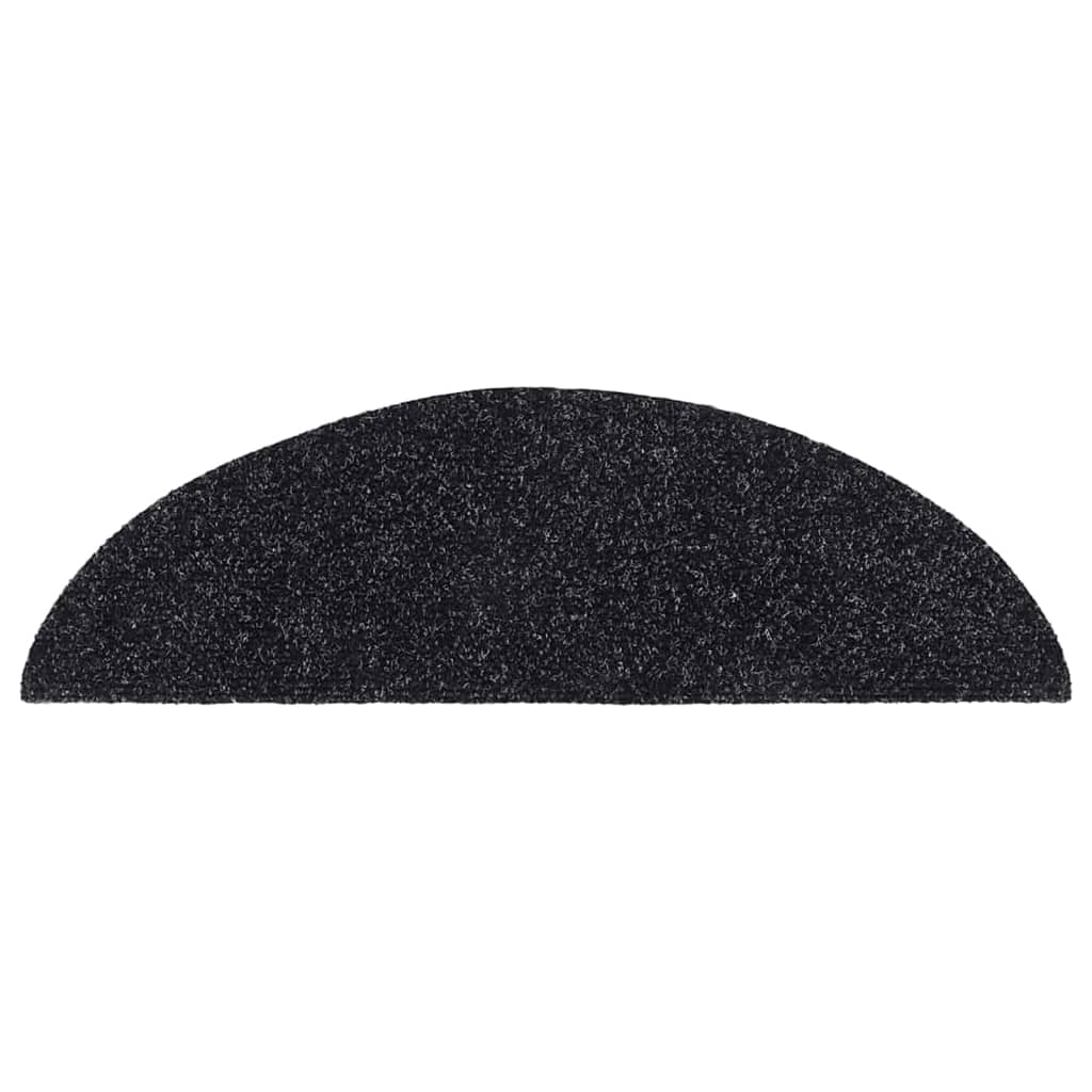 vidaXL Maty na schody samoprzylepne 15 szt. 56x17x3 cm czarne półokrągłe