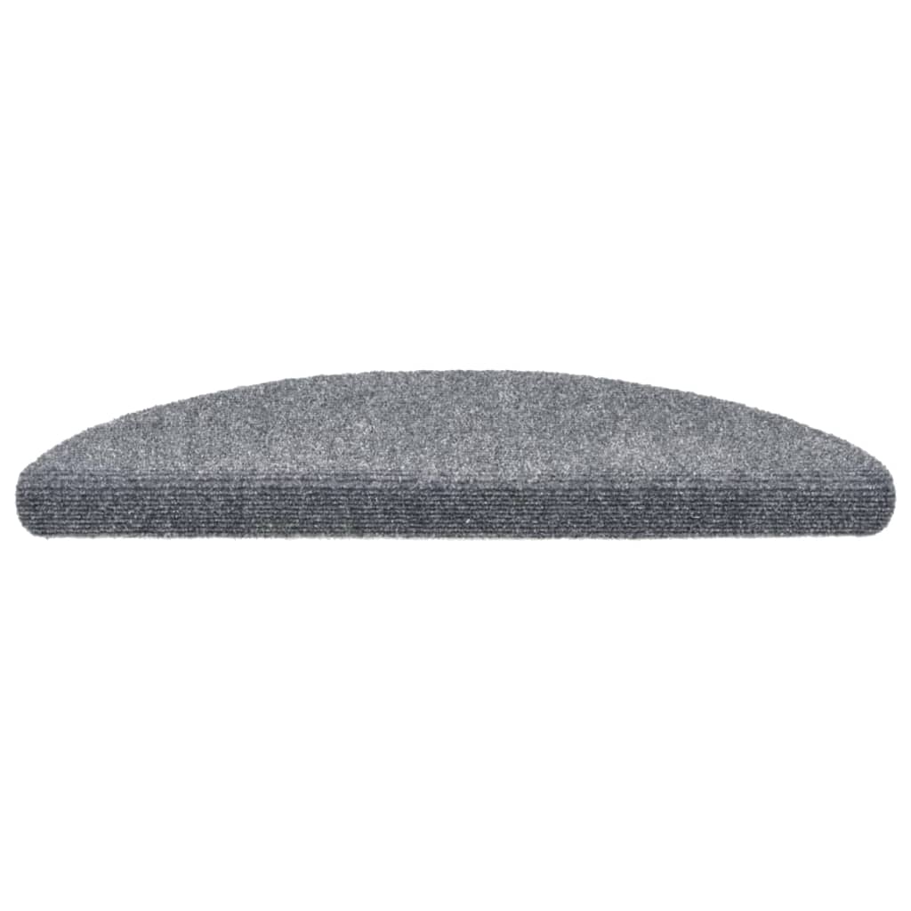 vidaXL Maty na schody samoprzylepne 15 szt. 56x17x3 cm Jasnoszary półokrągły