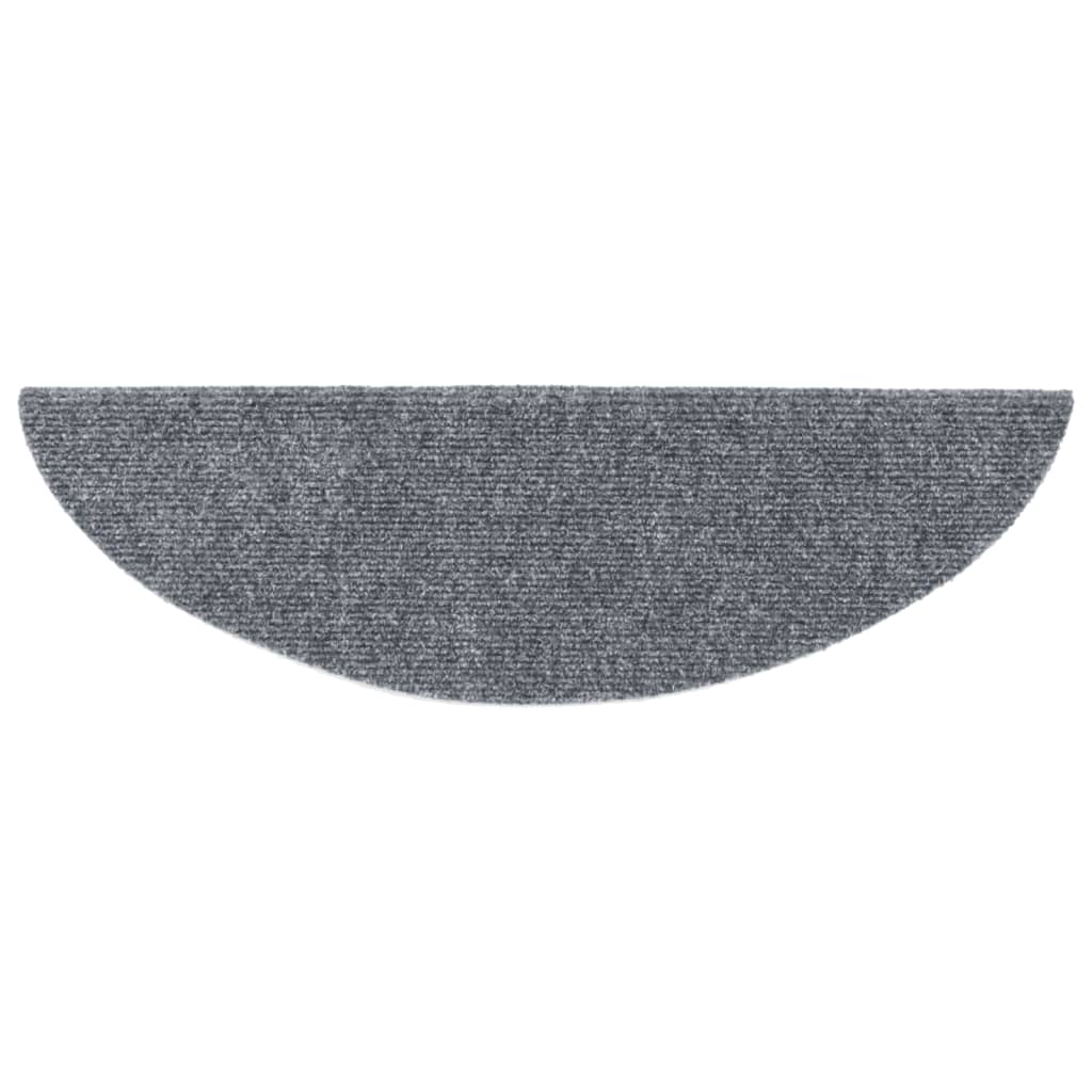 vidaXL Maty na schody samoprzylepne 15 szt. 56x17x3 cm Jasnoszary półokrągły