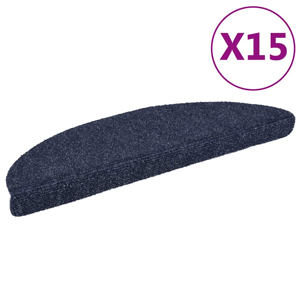 vidaXL Maty na schody samoprzylepne 15 szt. 56x17x3 cm niebieskie półokrągłe