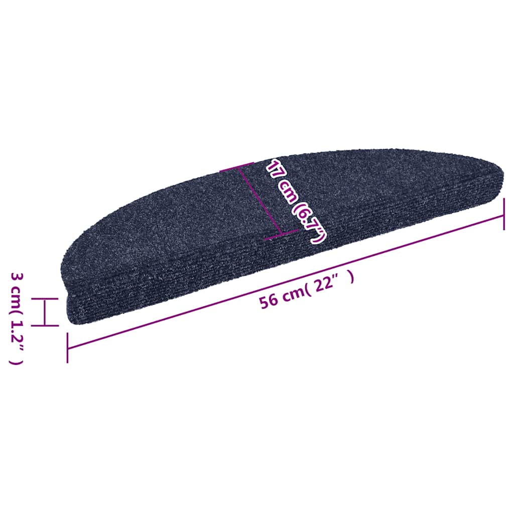 vidaXL Maty na schody samoprzylepne 15 szt. 56x17x3 cm niebieskie półokrągłe