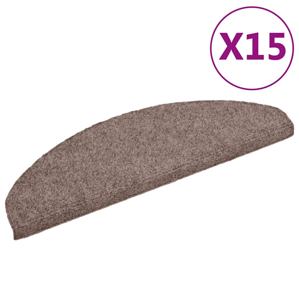 vidaXL Maty na schody samoprzylepne 15 szt. 65x21x4 cm jasnobrązowe półokrągłe duże