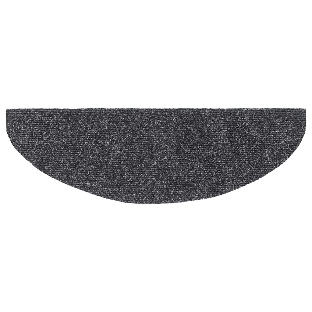 vidaXL Maty na schody samoprzylepne 15 szt. 65x21x4 cm Ciemnoszary Półokrągły Duży