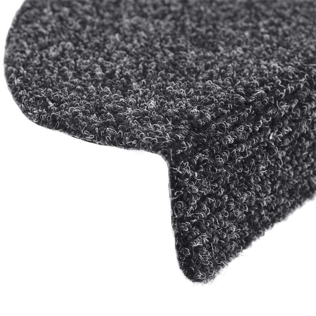 vidaXL Maty na schody samoprzylepne 15 szt. 65x21x4 cm Ciemnoszary Półokrągły Duży