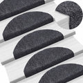 vidaXL Maty na schody samoprzylepne 15 szt. 65x21x4 cm Ciemnoszary Półokrągły Duży