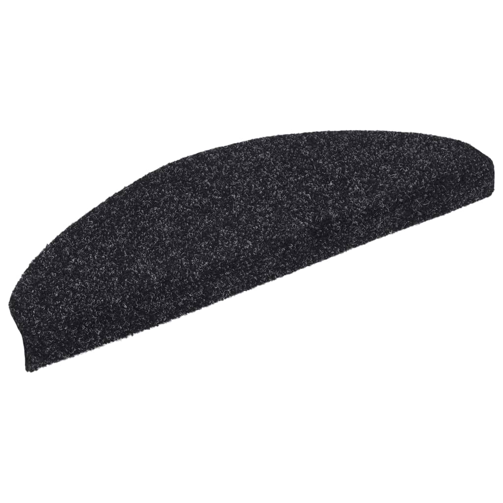 vidaXL Maty na schody samoprzylepne 15 szt. 65x21x4 cm czarne półokrągłe duże