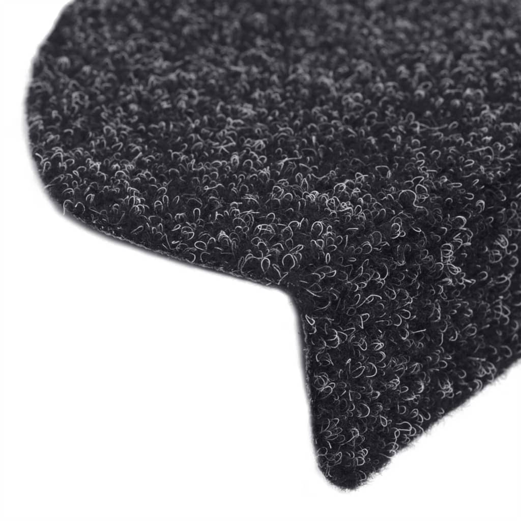 vidaXL Maty na schody samoprzylepne 15 szt. 65x21x4 cm czarne półokrągłe duże