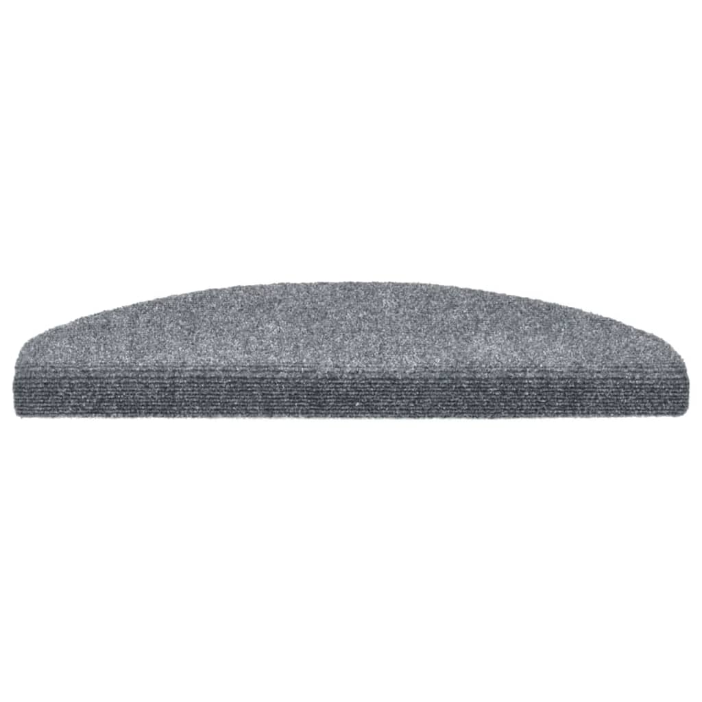 vidaXL Maty na schody samoprzylepne 15 szt. 65x21x4 cm Jasnoszary półokrągły duży