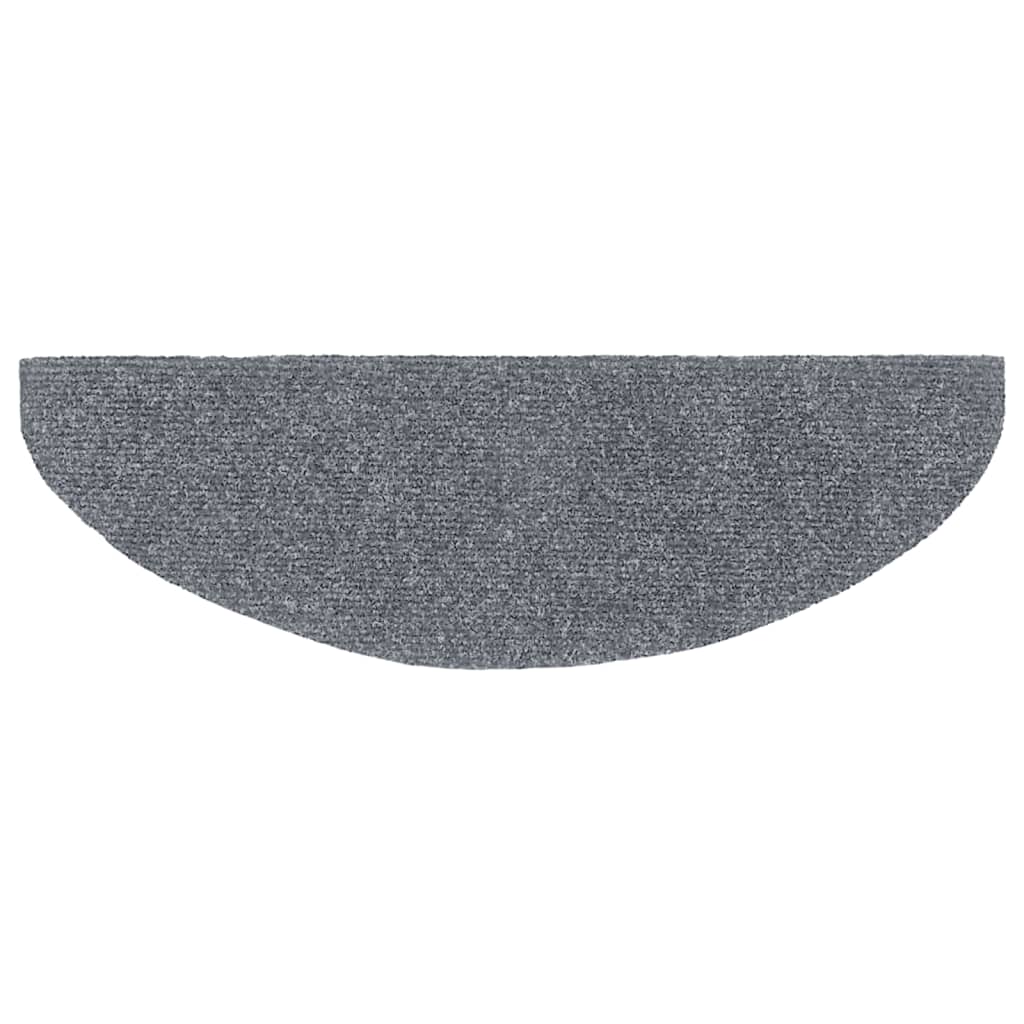 vidaXL Maty na schody samoprzylepne 15 szt. 65x21x4 cm Jasnoszary półokrągły duży